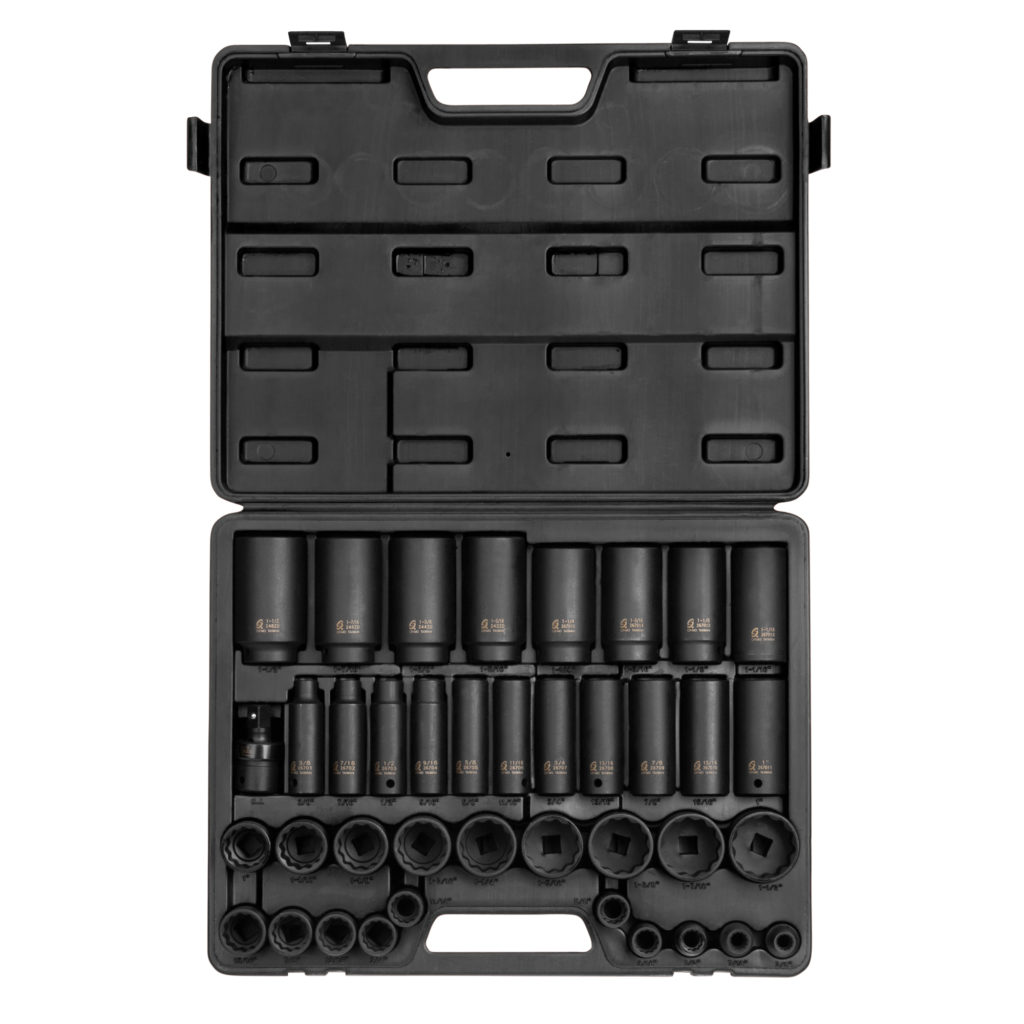 Sunex Tools Master Impact Socket Set — 1/2in. Drive, SAE, 12 Pt, Standard & Deep, 39-Pc, Model# 2698